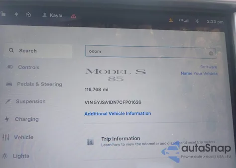 2012 Tesla Model S Signature из США, поврежденный, VIN 5YJSA1DN7CFP01626